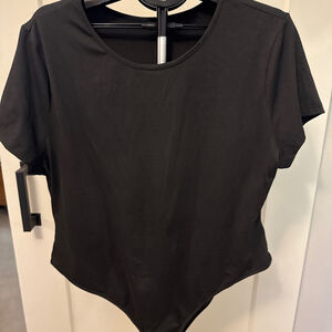 Women's Seasty Black Short Sleeve Bodysuit 4XL Plus Size (fits like 2X)